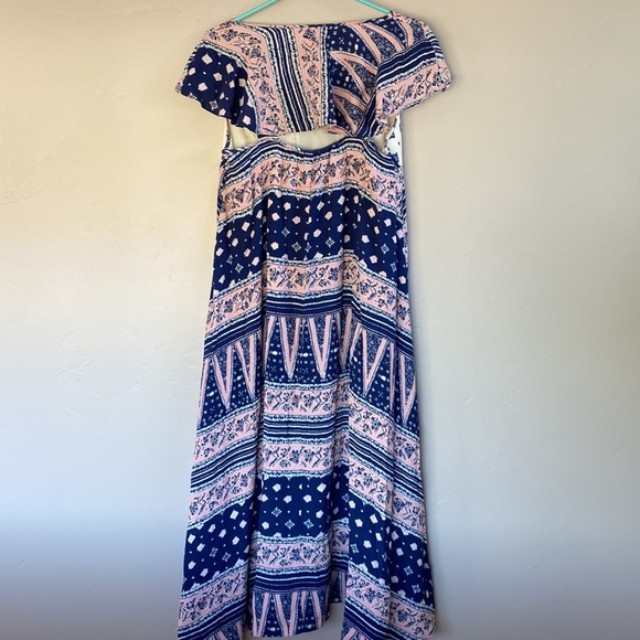 Maeve Summertide Swing High Low Midi Dress Pink & Blue Size Small - Picture 3 of 7